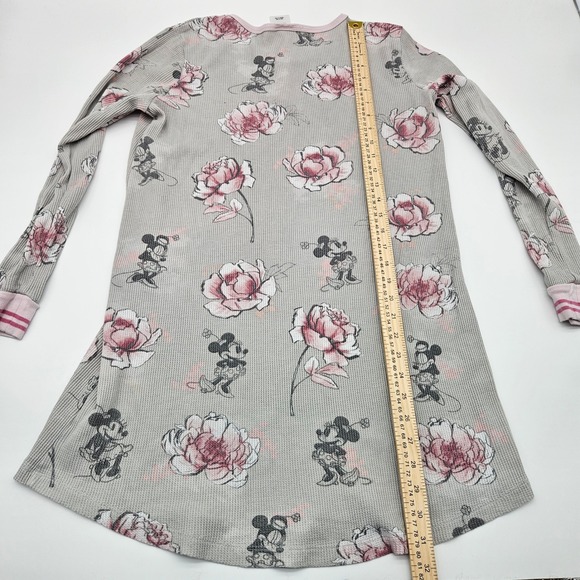 Disney Mickey Mouse Floral Print Sleepshirt Nightgown Women's Size M Gray Pink - Picture 3 of 6